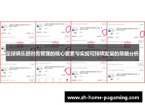 足球俱乐部财务管理的核心要素与实现可持续发展的策略分析